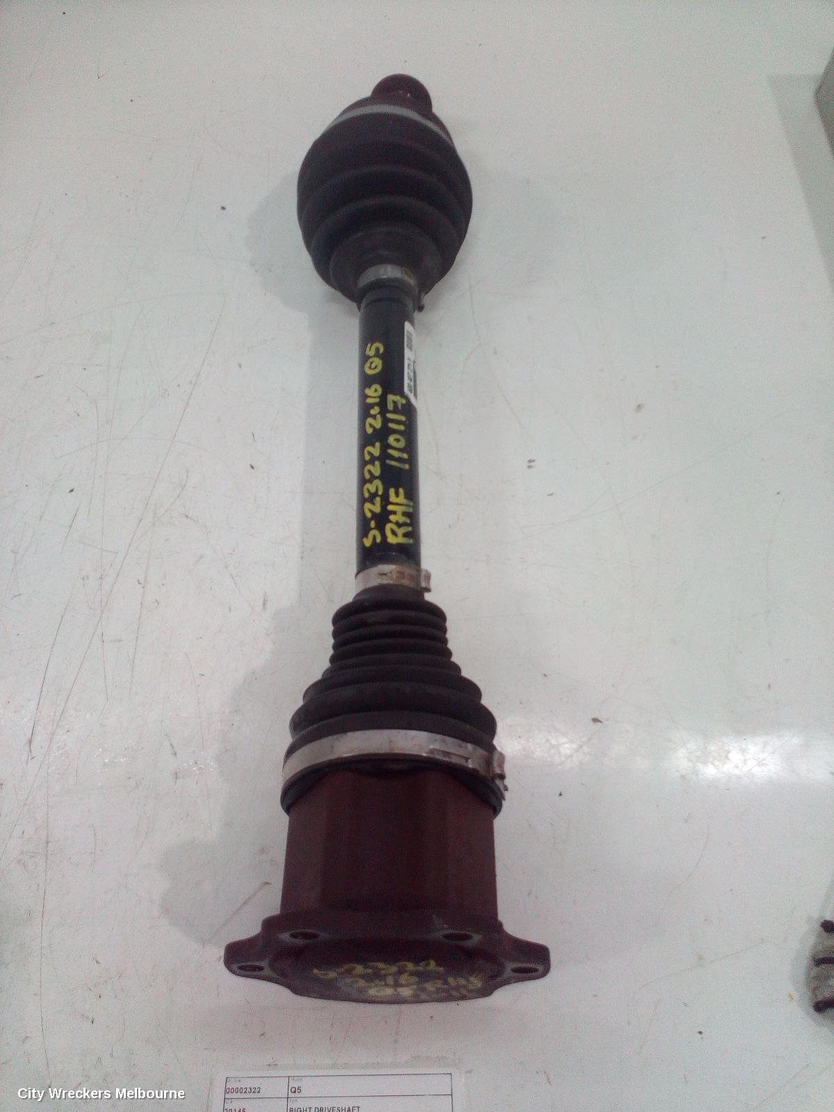 AUDI Q5 RIGHT DRIVESHAFT, FRONT, 2.0, DIESEL, 8R, 11/2012 - 01/2017