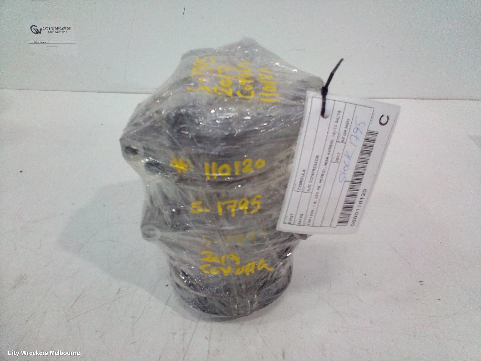 TOYOTA COROLLA A/C COMPRESSOR, ZRE182R, 1.8, 2ZR-FE, PETROL, NON HYBRID, 10/2012 - 06/2018