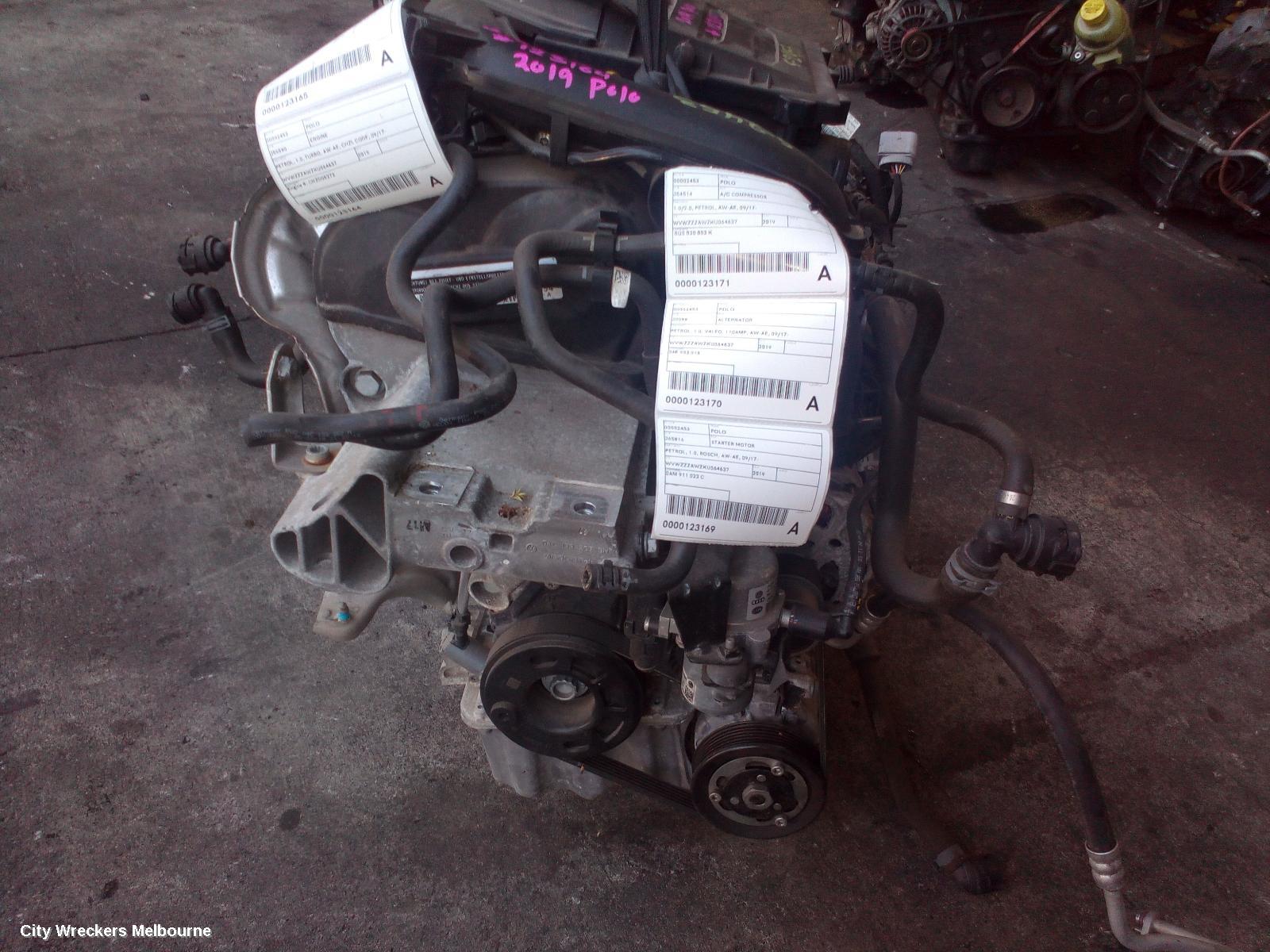VOLKSWAGEN POLO ENGINE, PETROL, 1.0, TURBO, AW-AE, CHZL CODE, 09/2017 ONWARDS