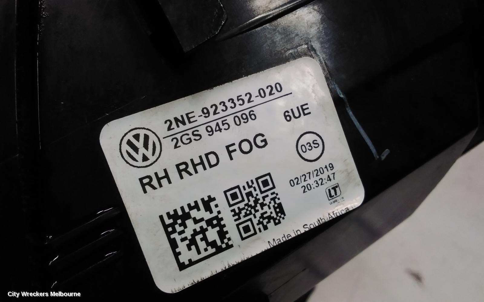 VOLKSWAGEN POLO RIGHT TAILLIGHT, AW, NON LED TYPE, 09/2017 - 01/2022