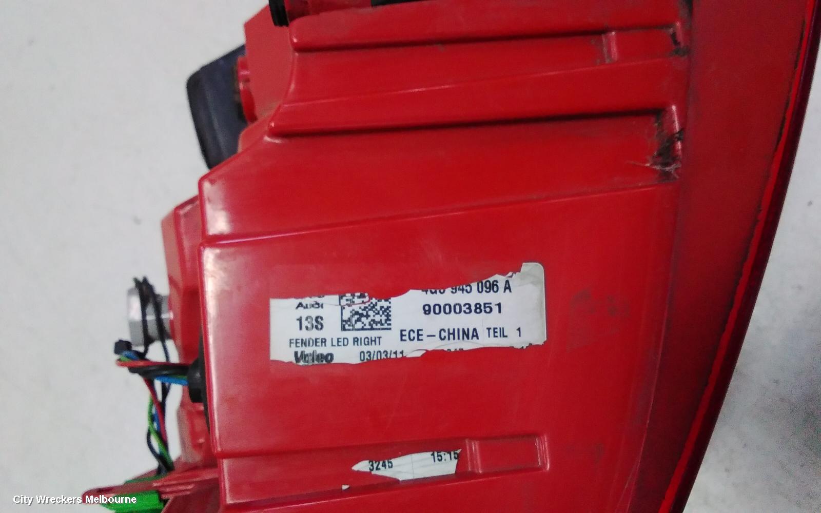 AUDI A6 RIGHT TAILLIGHT, 4G/C7, SEDAN, LED TYPE, OPTION 8SK, 09/2014 - 06/2018