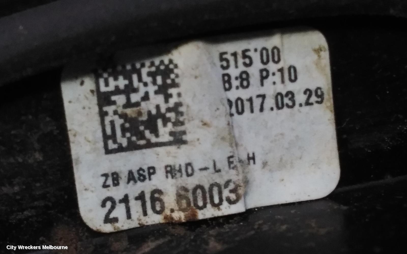 HOLDEN ASTRA LEFT DOOR MIRROR, BK, 5DR HATCH, MANUAL FOLDING TYPE, 09/2016 ONWARDS