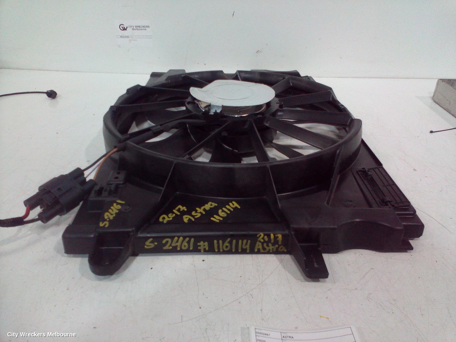 HOLDEN ASTRA FAN, RADIATOR FAN, 1.4, AUTO T/M, BK-BL, 05/2017 - 12/2020