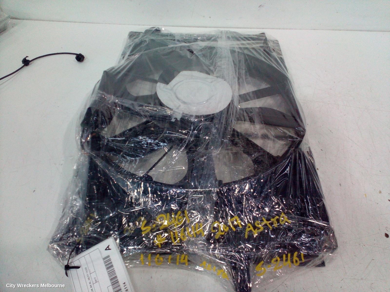 HOLDEN ASTRA FAN, RADIATOR FAN, 1.4, AUTO T/M, BK-BL, 05/2017 - 12/2020