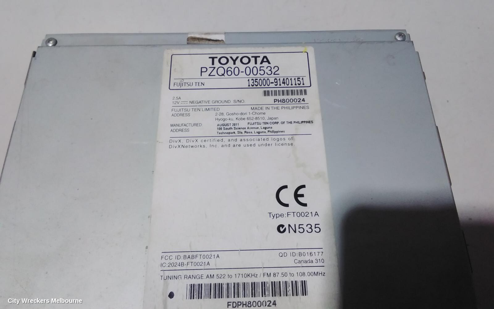 TOYOTA RAV4 RADIO/CD/DVD/SAT/TV, SINGLE DISC CD PLAYER (P/N ON FACE 32804), ACA33, 11/2005 - 11/2012
