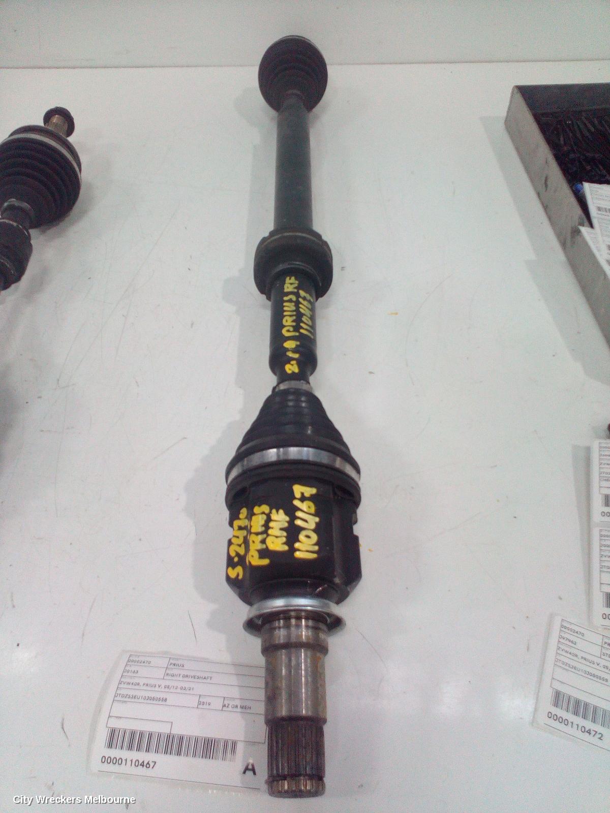 TOYOTA PRIUS RIGHT DRIVESHAFT, ZVW40R, PRIUS V, 05/2012 - 03/2021
