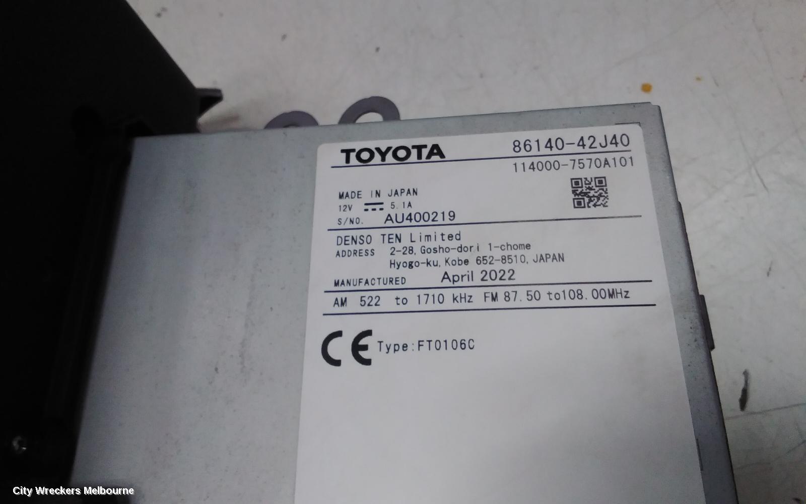 TOYOTA RAV4 RADIO/CD/DVD/SAT/TV, HEAD UNIT, W/ DISLAY UNIT, 8IN TOUCHSCREEN, NON PREMIUM TYPE, XA50, GX/GXL, 07/2022 ONWARDS
