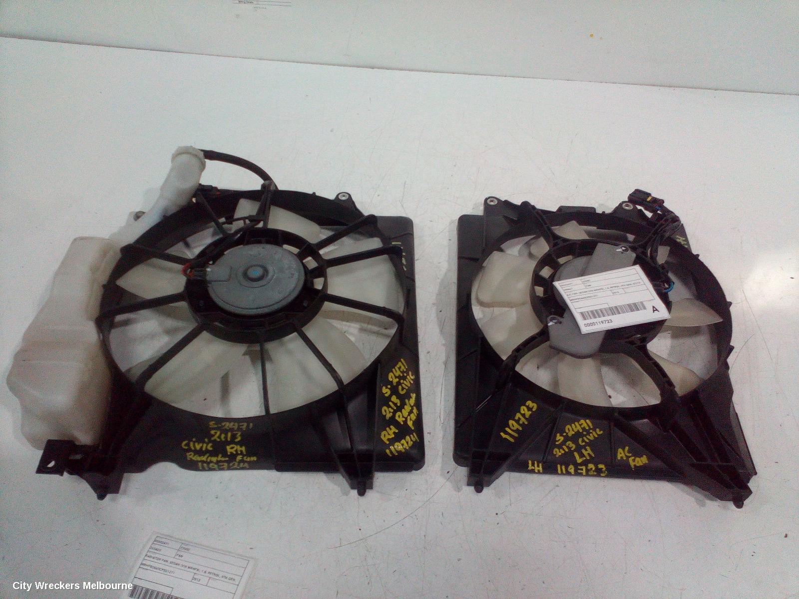 HONDA CIVIC FAN, RADIATOR FAN, SEDAN (VIN MRHFB), 1.8, PETROL, 9TH GEN, 07/2012 - 04/2016
