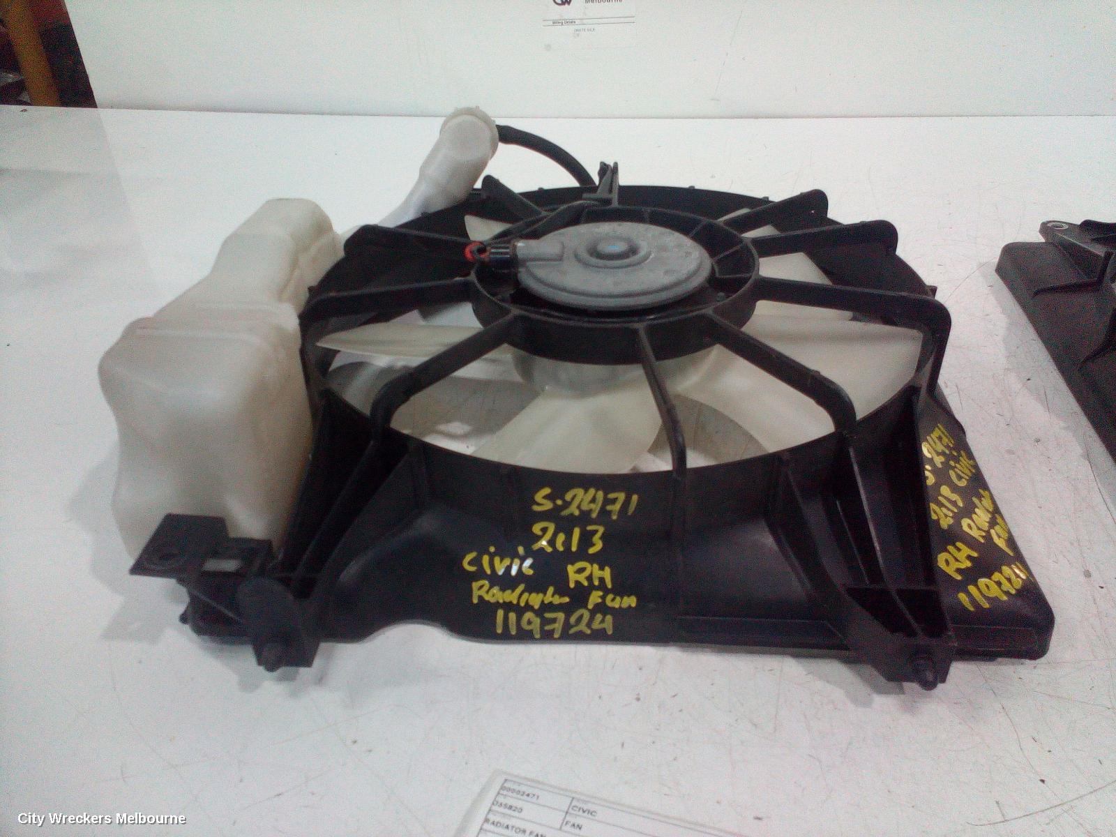 HONDA CIVIC FAN, RADIATOR FAN, SEDAN (VIN MRHFB), 1.8, PETROL, 9TH GEN, 07/2012 - 04/2016
