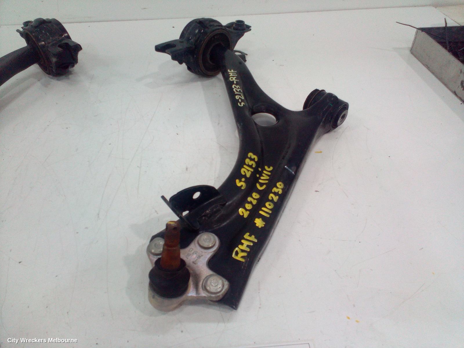 HONDA CIVIC RIGHT FRONT LOWER CONTROL ARM, 10TH GEN, SEDAN/HATCH, VTI-L/RS/VTI-LX, 05/2016 - 08/2021