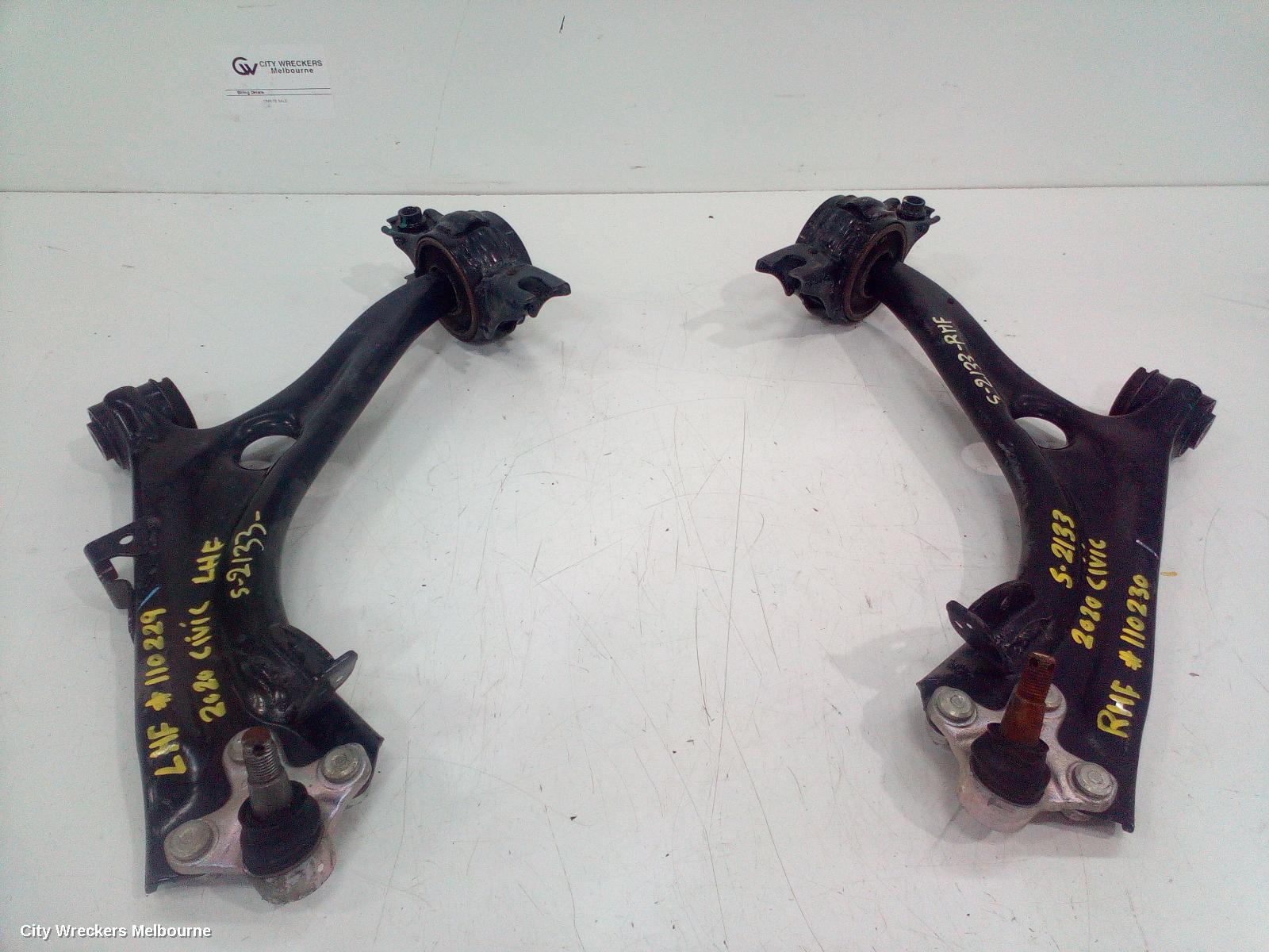 HONDA CIVIC RIGHT FRONT LOWER CONTROL ARM, 10TH GEN, SEDAN/HATCH, VTI-L/RS/VTI-LX, 05/2016 - 08/2021