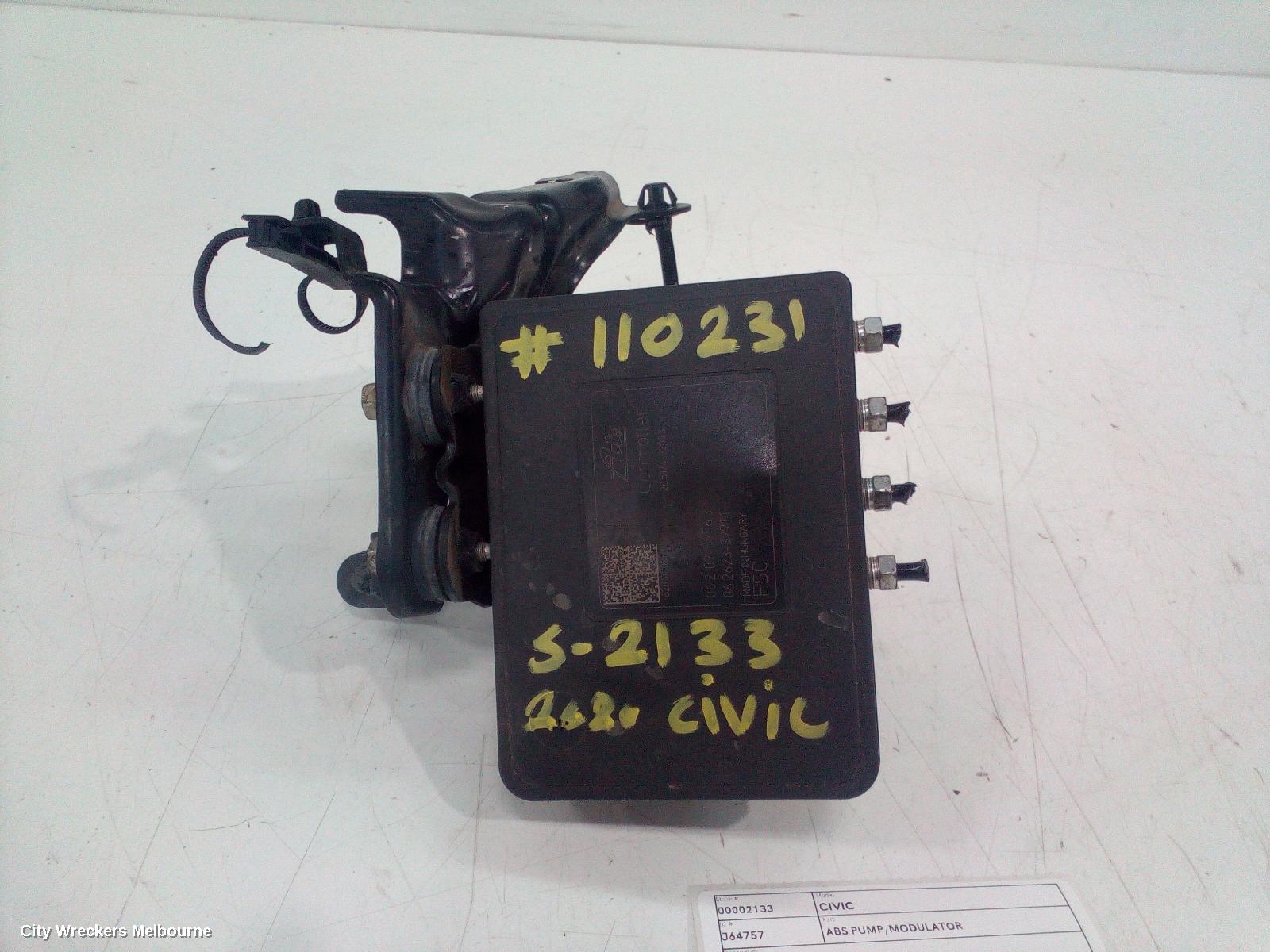 HONDA CIVIC ABS PUMP/MODULATOR, 10TH GEN, 05/2016 - 08/2021