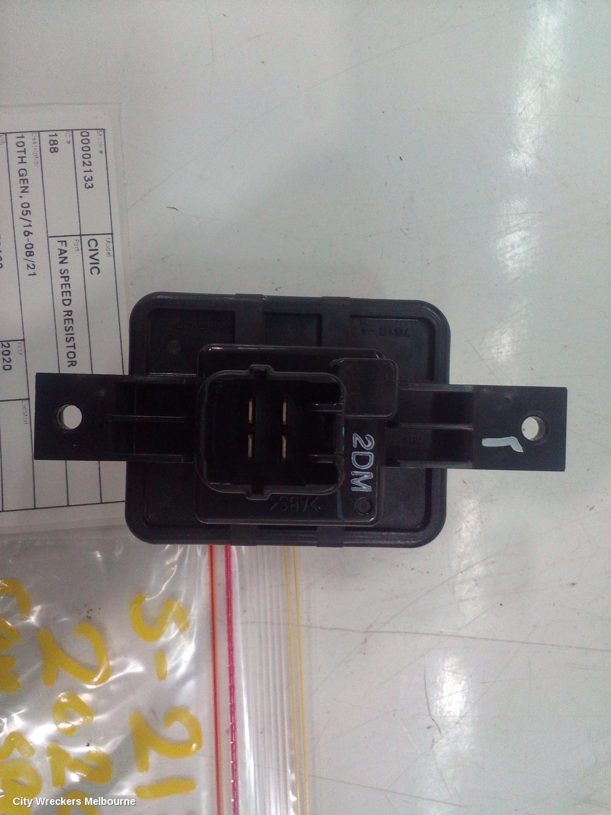 HONDA CIVIC FAN SPEED RESISTOR, 10TH GEN, 05/2016 - 08/2021