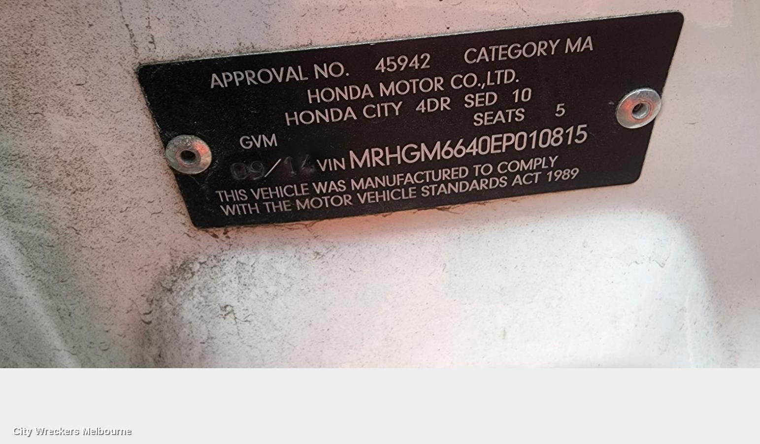 HONDA CITY FRONT BUMPER, GM6, 01/2014 - 12/2016
