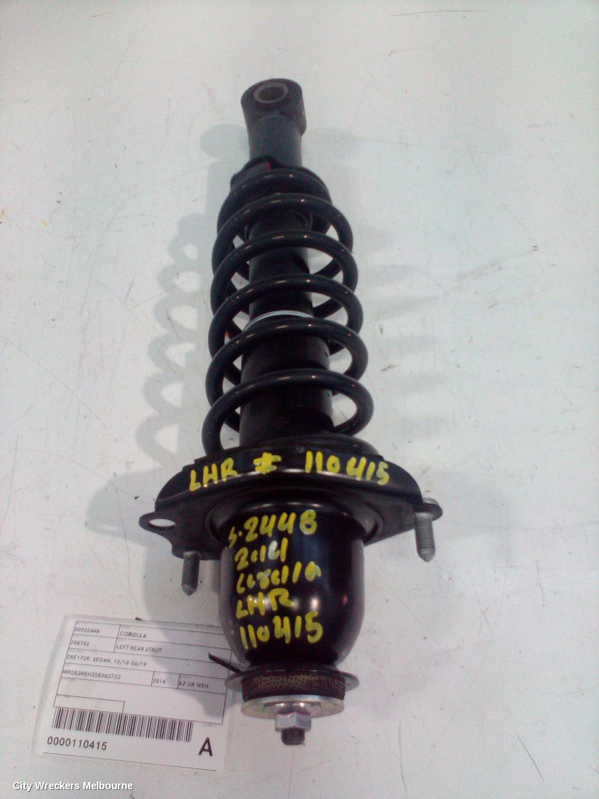 TOYOTA COROLLA LEFT REAR STRUT, ZRE172R, SEDAN, 12/2013 - 06/2019