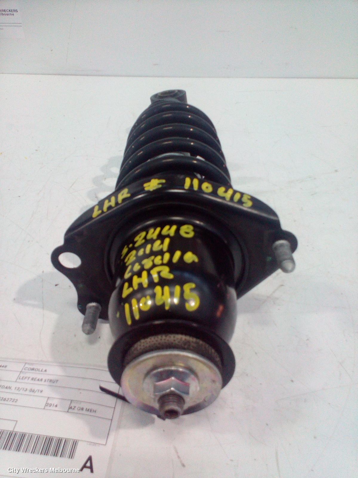 TOYOTA COROLLA LEFT REAR STRUT, ZRE172R, SEDAN, 12/2013 - 06/2019