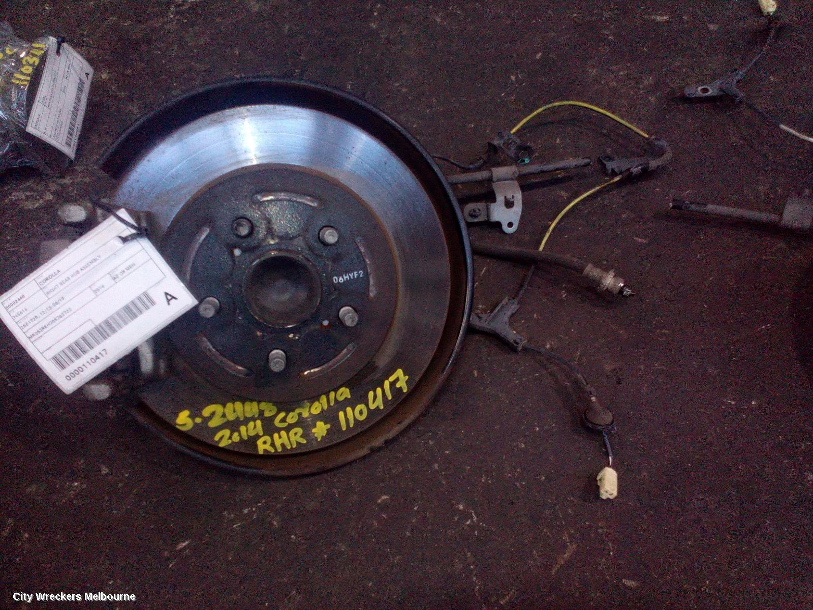 TOYOTA COROLLA RIGHT REAR HUB ASSEMBLY, ZRE172R, 12/2013 - 06/2019