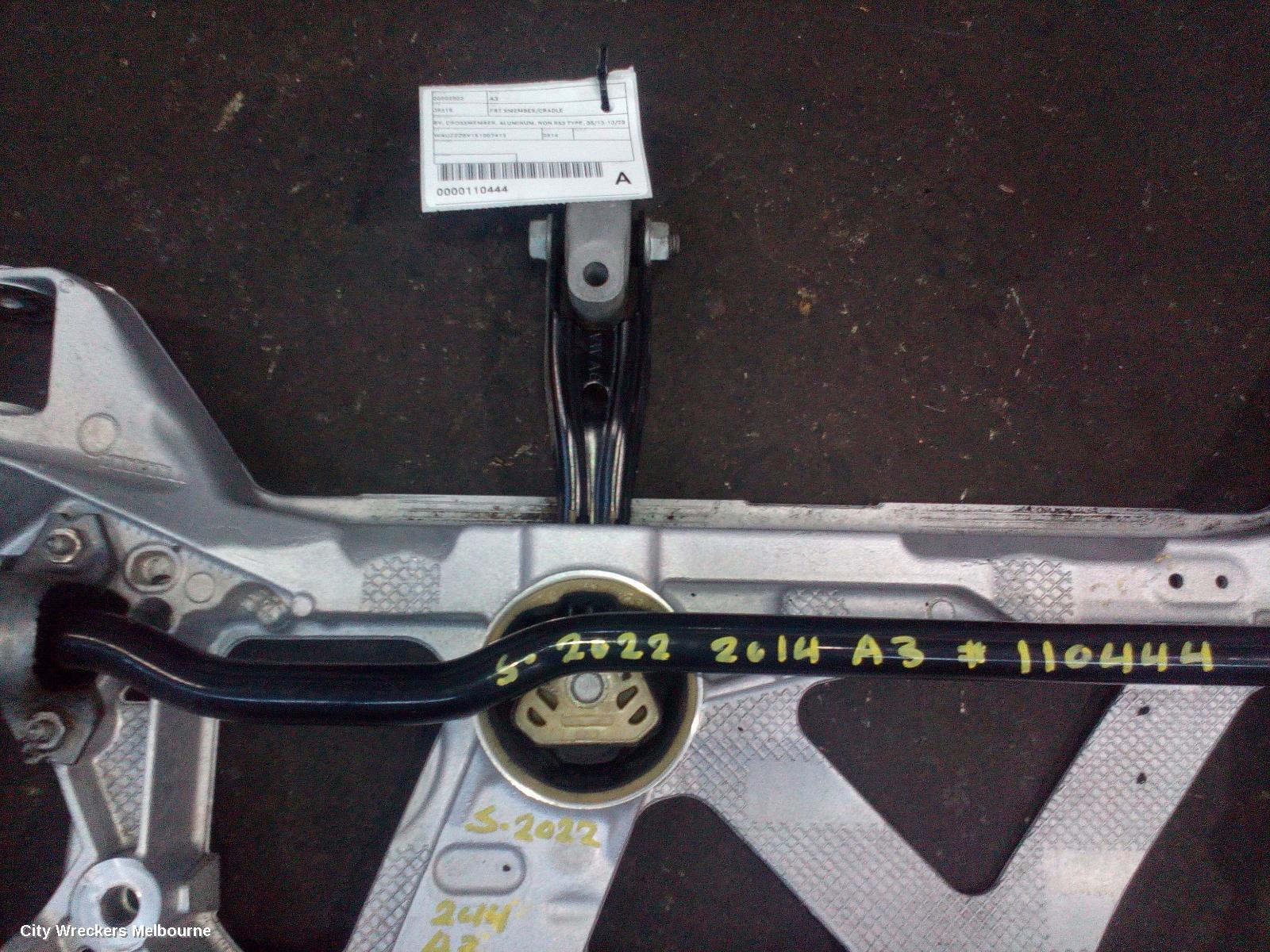 AUDI A3 FRT XMEMBER/CRADLE, 8V, CROSSMEMBER, ALUMINUM, NON RS3 TYPE, 05/2013 - 10/2020