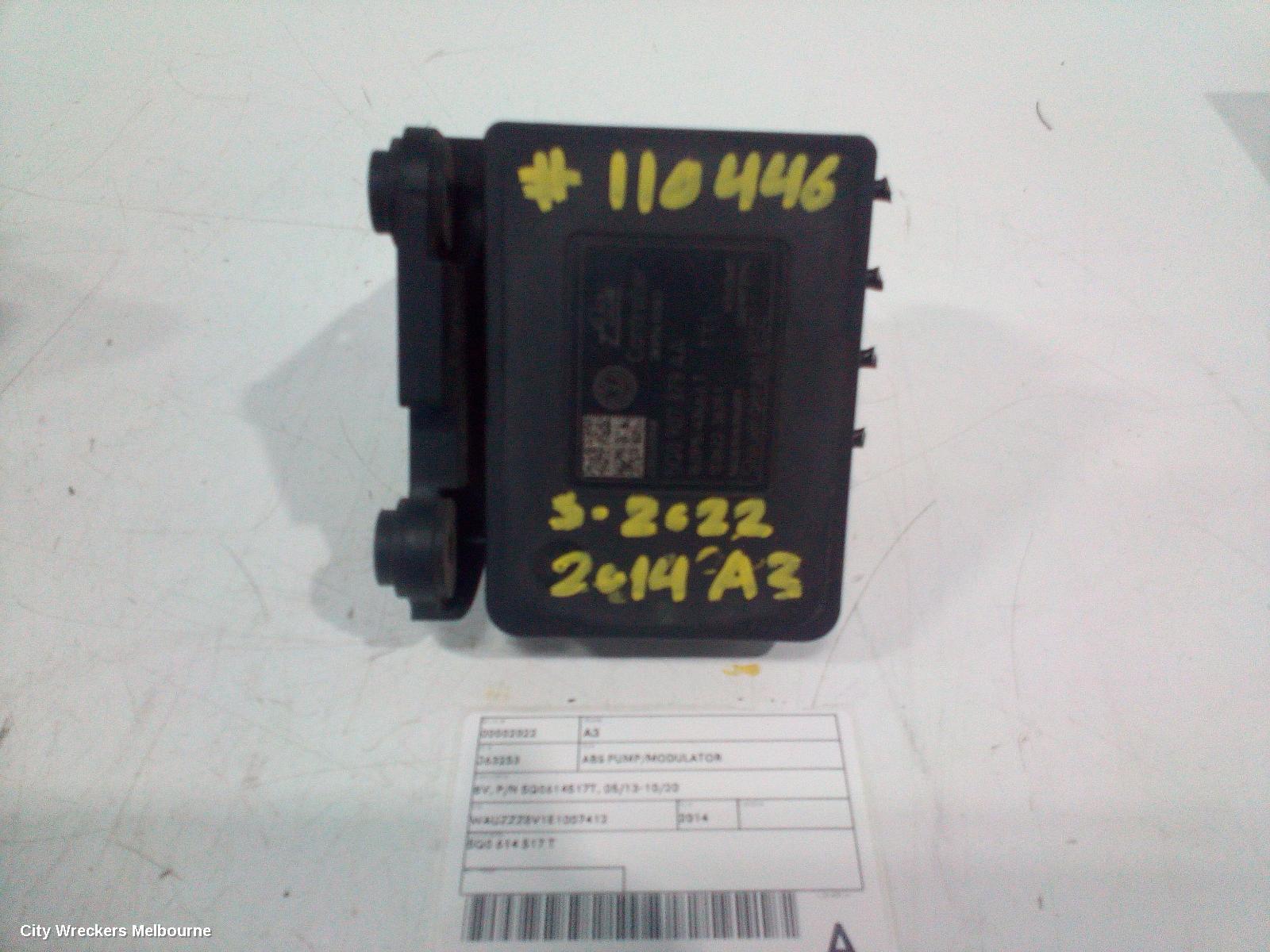 AUDI A3 ABS PUMP/MODULATOR, 8V, P/N 5Q0614517T, 05/2013 - 10/2020