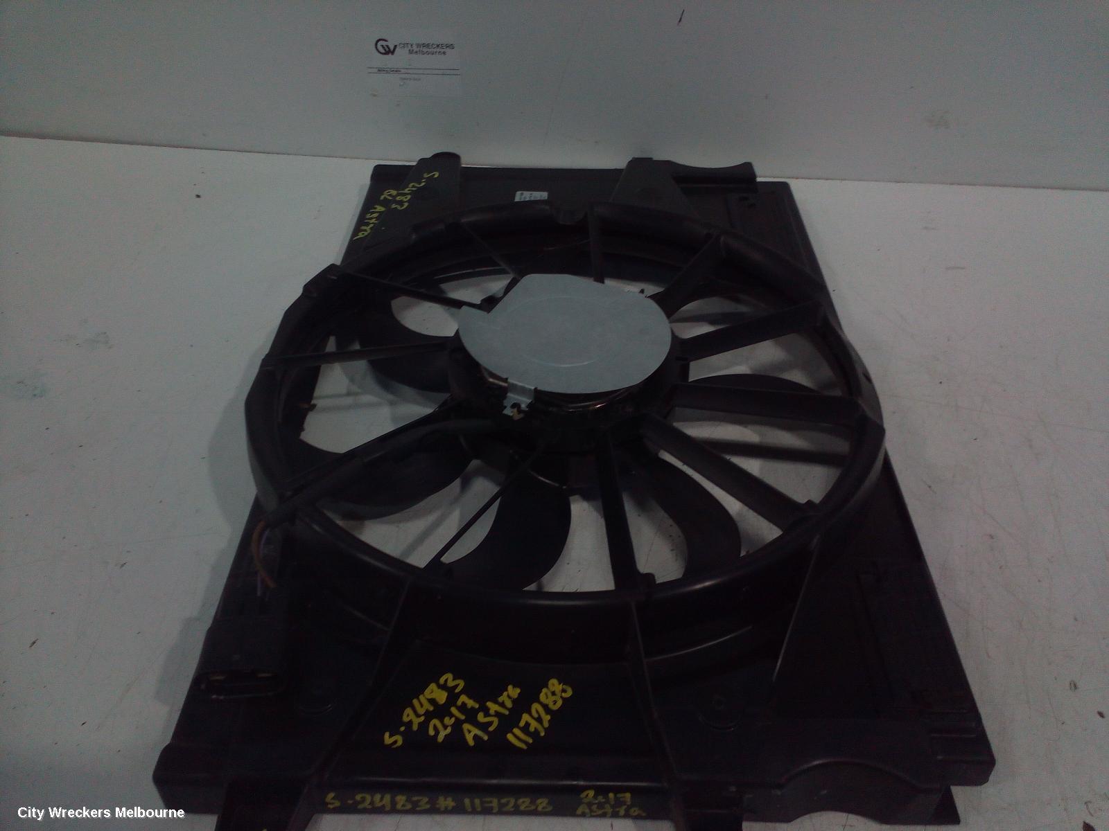HOLDEN ASTRA FAN, RADIATOR FAN, 1.4, AUTO T/M, BK-BL, 05/2017 - 12/2020