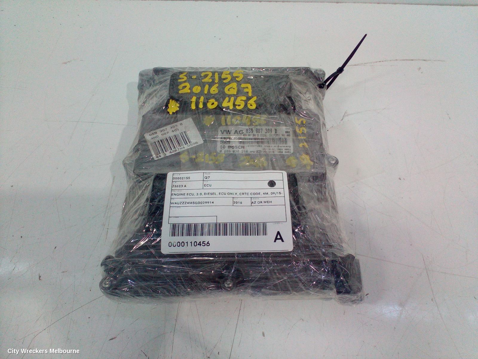 AUDI Q7 ECU, ENGINE ECU, 3.0, DIESEL, ECU ONLY, CRTC CODE, 4M, 09/2015 - 03/2020