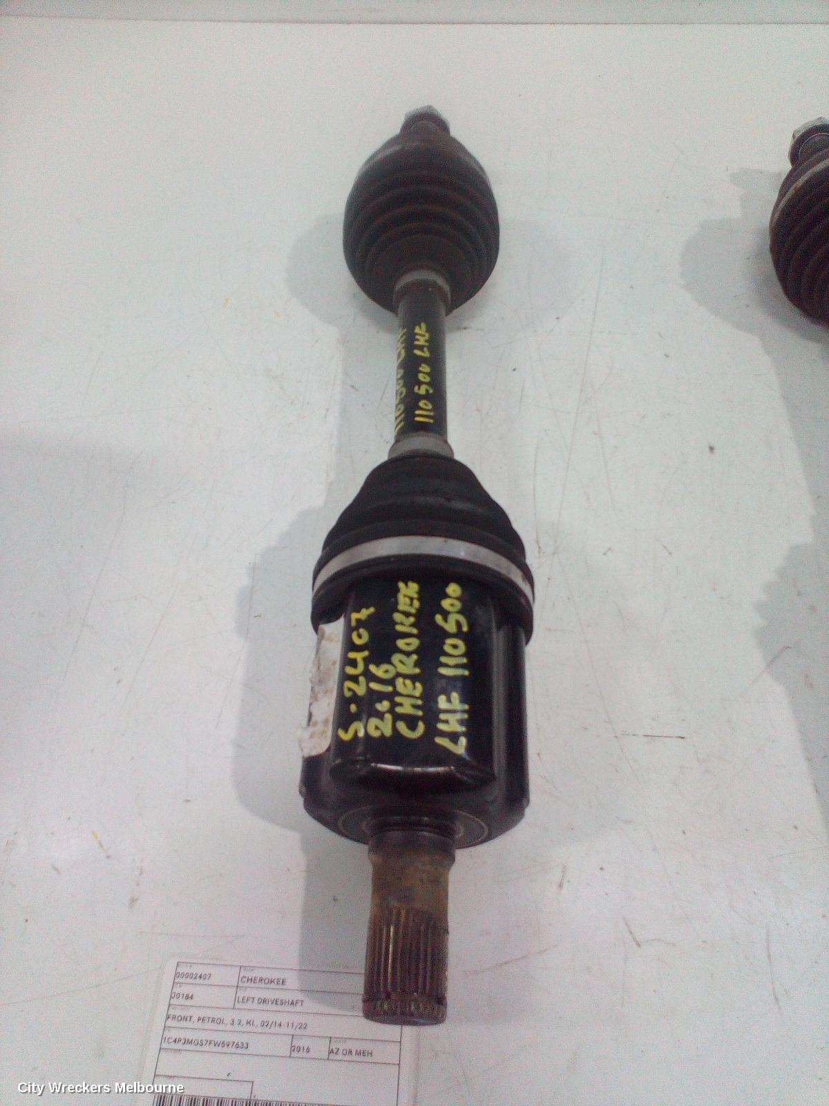 JEEP CHEROKEE LEFT DRIVESHAFT, FRONT, PETROL, 3.2, KL, 02/2014 - 11/2022