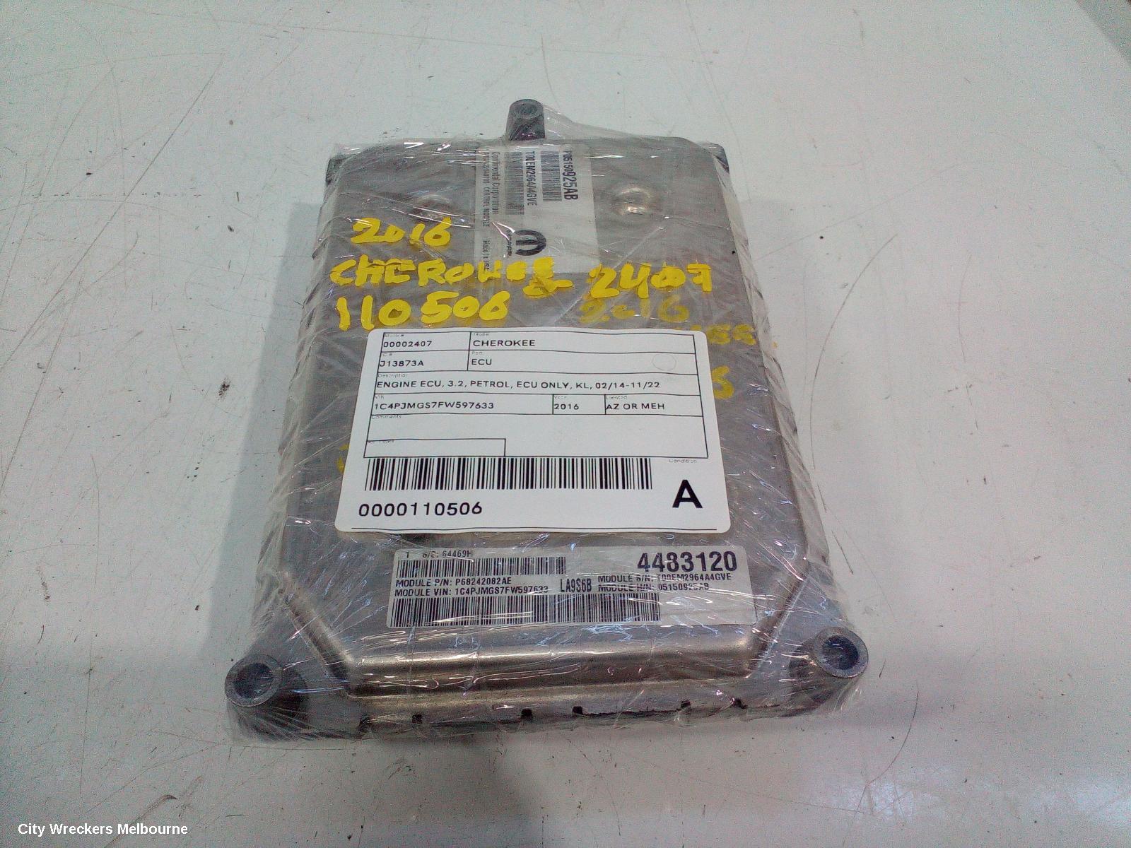 JEEP CHEROKEE ECU, ENGINE ECU, 3.2, PETROL, ECU ONLY, KL, 02/2014 - 11/2022