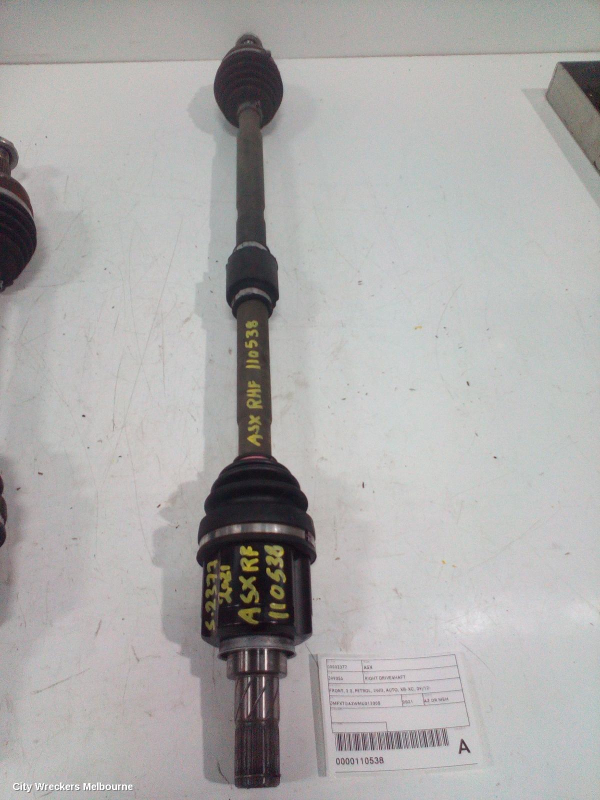 MITSUBISHI ASX RIGHT DRIVESHAFT, FRONT, 2.0, PETROL, 2WD, AUTO, XB-XC, 09/2012 ONWARDS