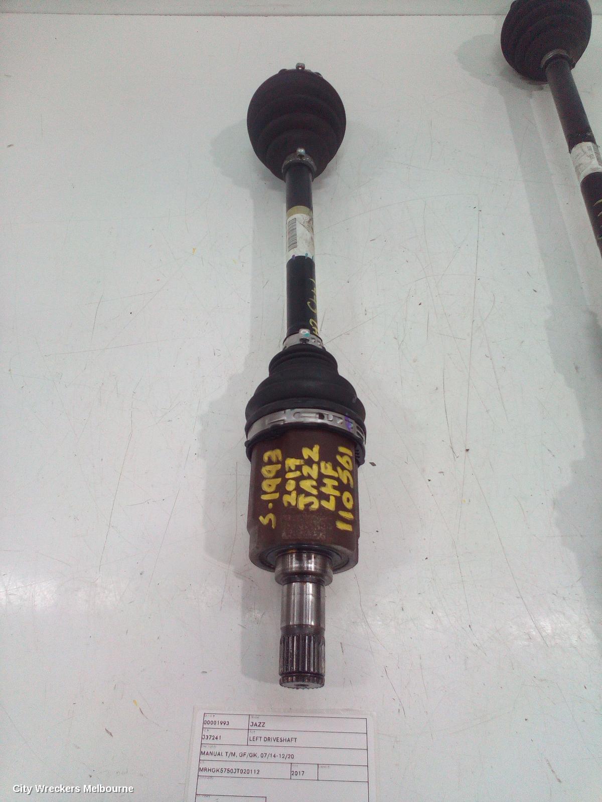 HONDA JAZZ LEFT DRIVESHAFT, MANUAL T/M, GF/GK, 07/2014 - 12/2020