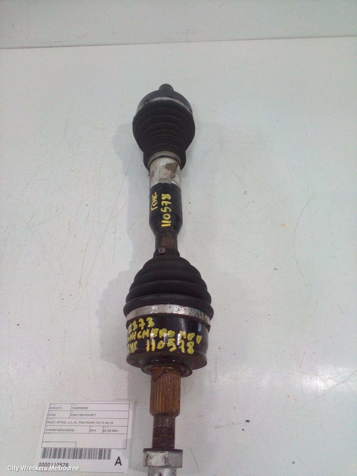 JEEP CHEROKEE RIGHT DRIVESHAFT, FRONT, PETROL, 3.2, KL, TRAILHAWK, 02/2014 - 03/2018