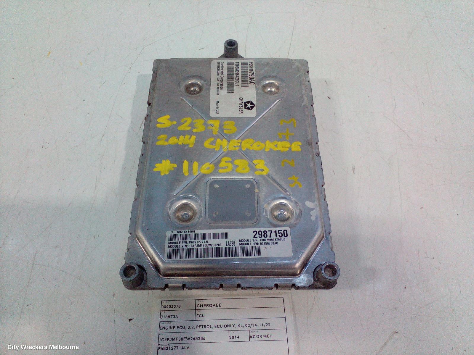 JEEP CHEROKEE ECU, ENGINE ECU, 3.2, PETROL, ECU ONLY, KL, 02/2014 - 11/2022