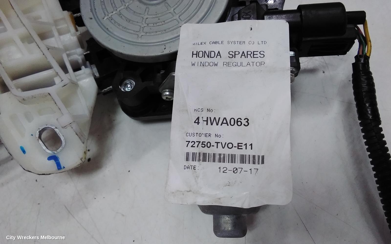 HONDA CIVIC LEFT REAR WND REG/MOTOR, 9TH GEN, HATCH, VTI-L/VTI-LN, 06/2012 - 04/2016