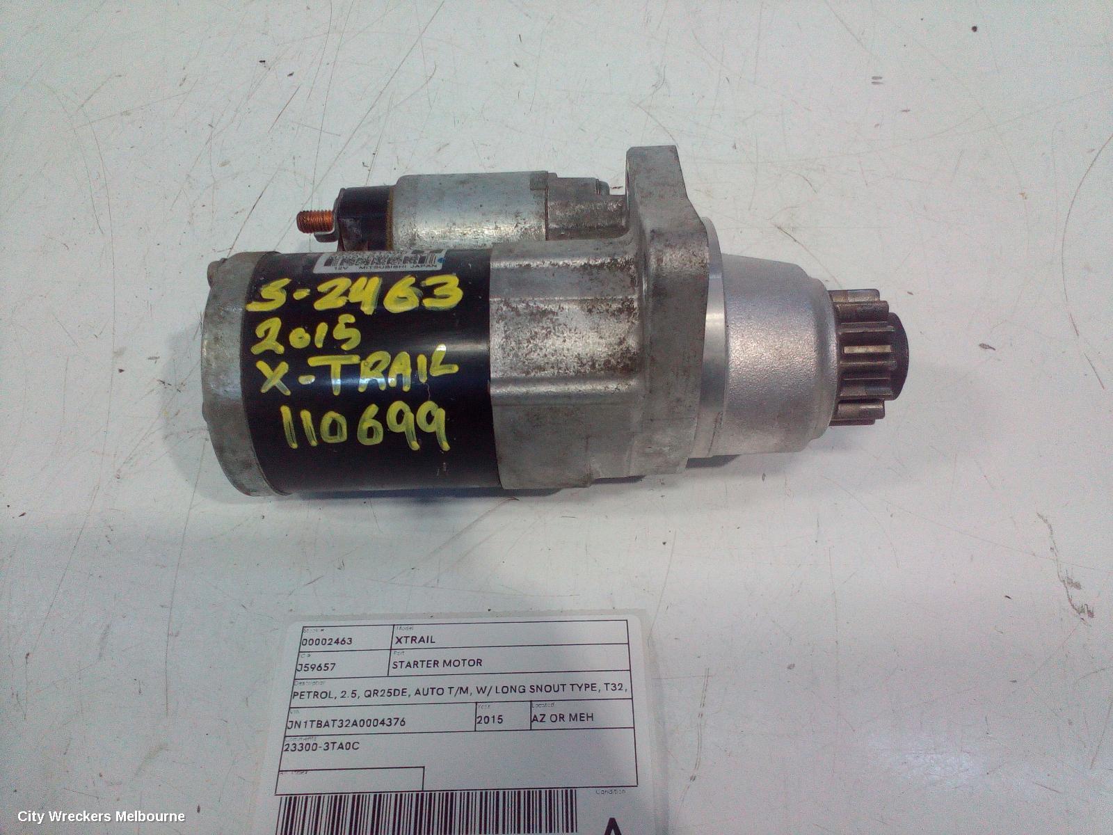 NISSAN XTRAIL STARTER, PETROL, 2.5, QR25DE, AUTO T/M, W/ LONG SNOUT TYPE, T32, 02/2014 - 07/2022