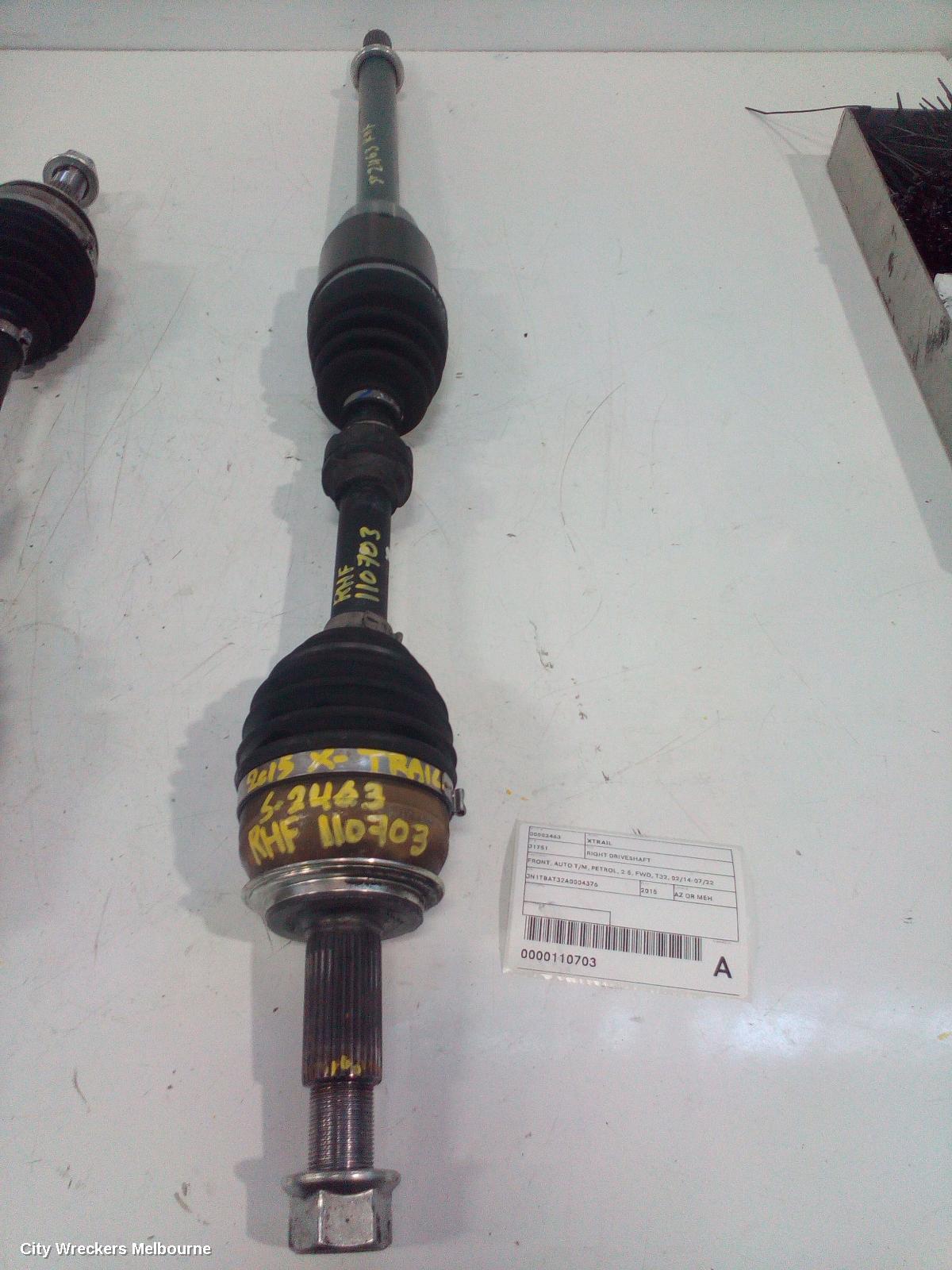 NISSAN XTRAIL RIGHT DRIVESHAFT, FRONT, AUTO T/M, PETROL, 2.5, FWD, T32, 02/2014 - 07/2022