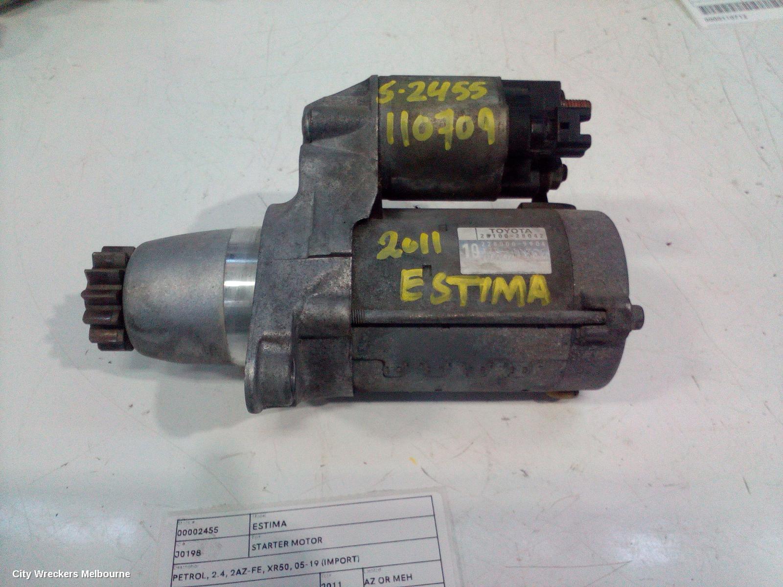 TOYOTA ESTIMA STARTER, PETROL, 2.4, 2AZ-FE, XR50, 05-19 (IMPORT)