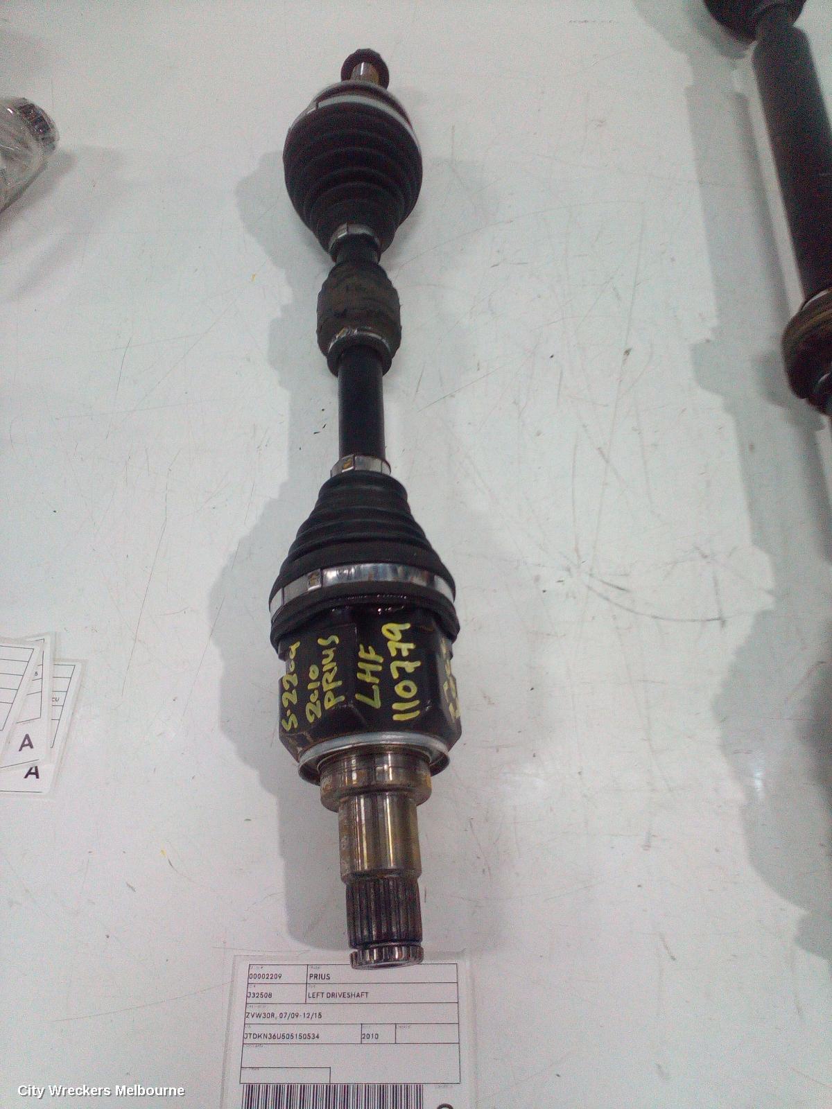 TOYOTA PRIUS LEFT DRIVESHAFT, ZVW30R, 07/2009 - 12/2015