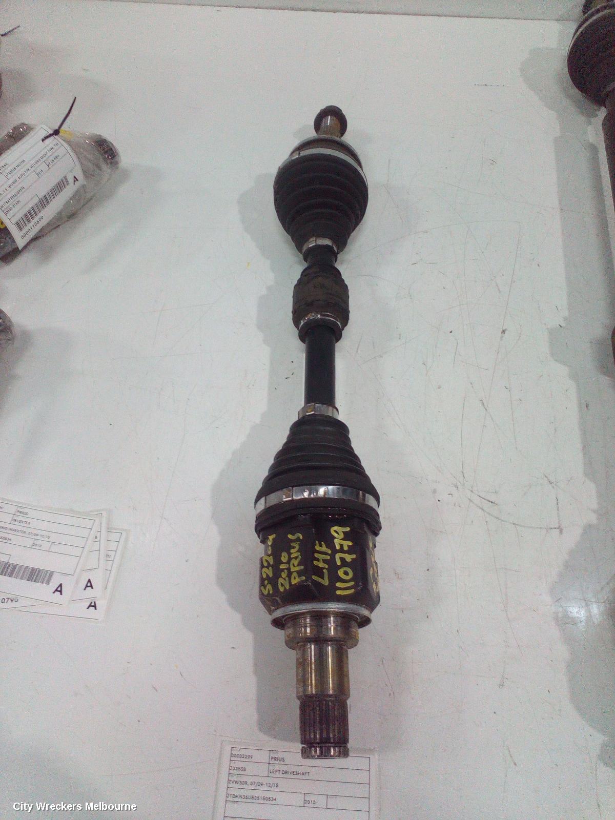 TOYOTA PRIUS LEFT DRIVESHAFT, ZVW30R, 07/2009 - 12/2015