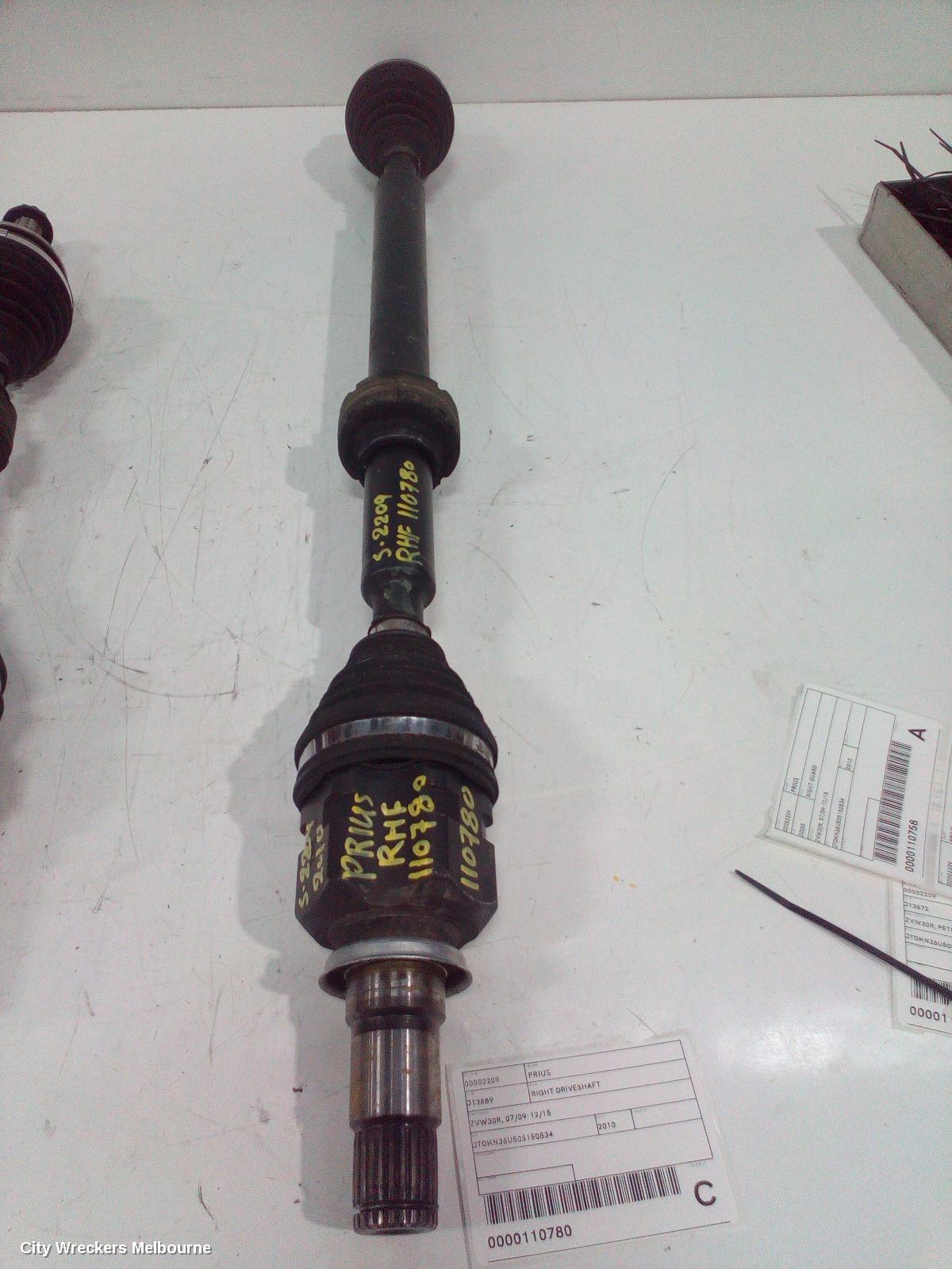 TOYOTA PRIUS RIGHT DRIVESHAFT, ZVW30R, 07/2009 - 12/2015