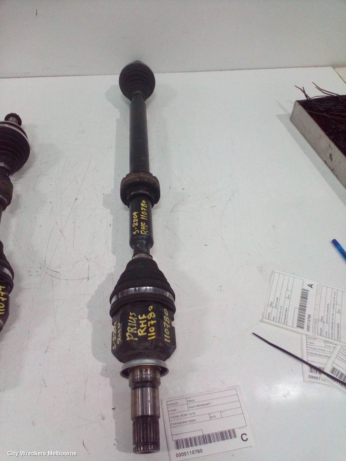 TOYOTA PRIUS RIGHT DRIVESHAFT, ZVW30R, 07/2009 - 12/2015