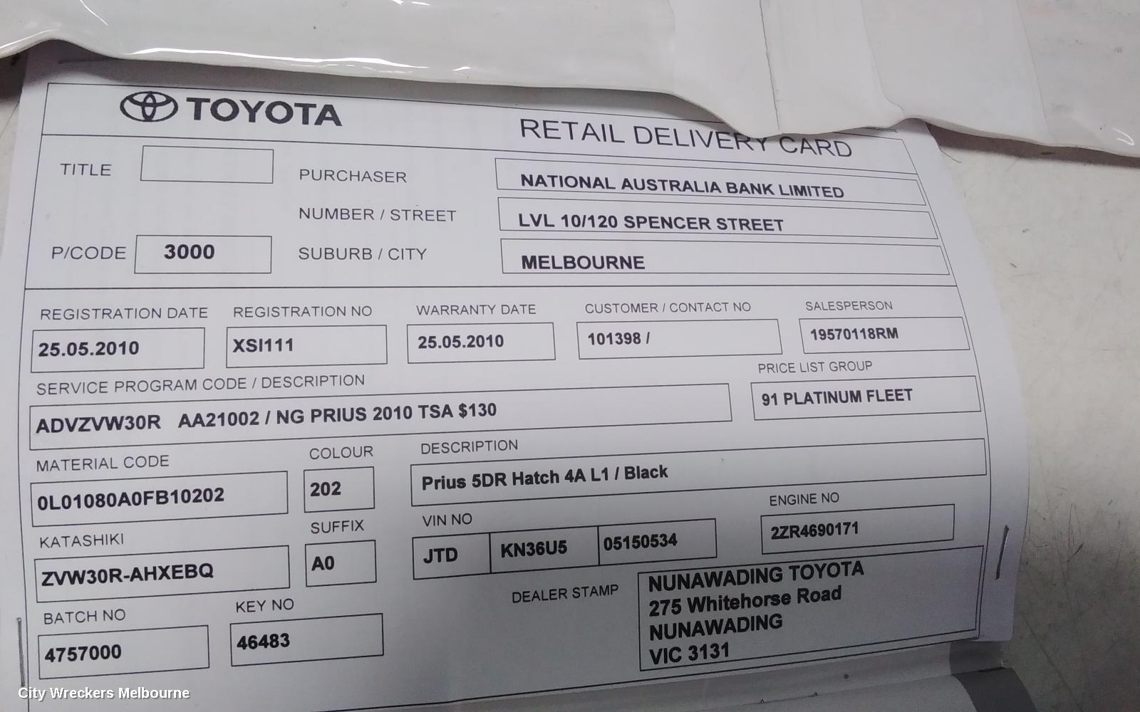 TOYOTA PRIUS OWNERS HANDBOOK, ZVW30R, 07/2009 - 12/2015