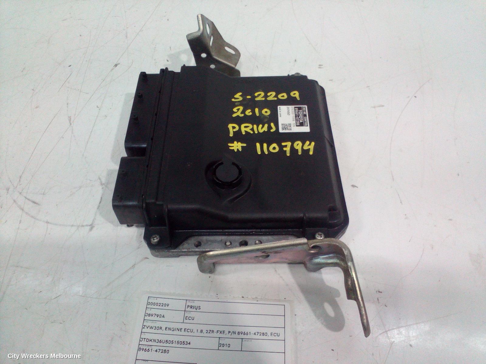 TOYOTA PRIUS ECU, ZVW30R, ENGINE ECU, 1.8, 2ZR-FXE, P/N 89661-47280, ECU ONLY, 07/2009 - 12/2015