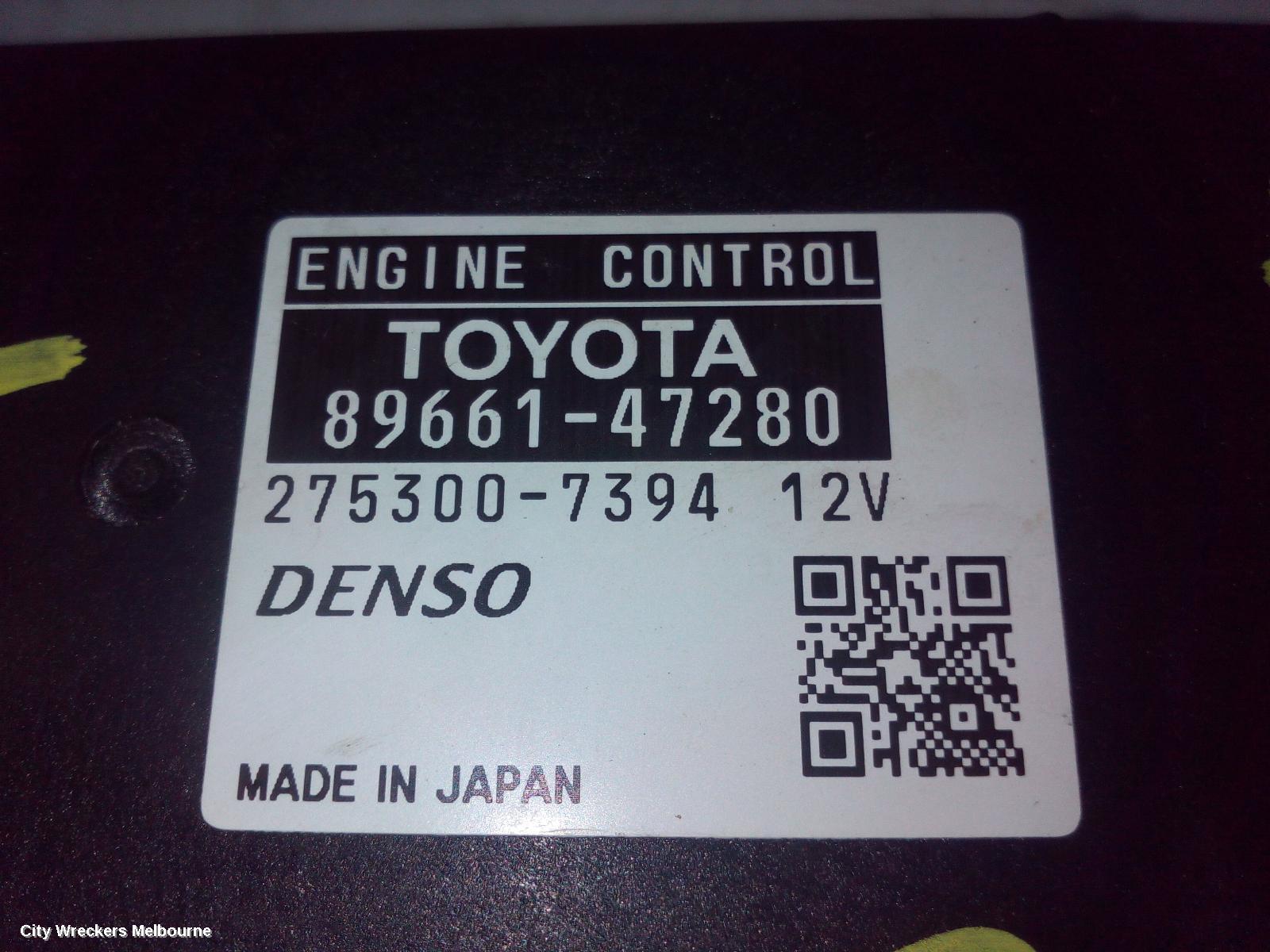 TOYOTA PRIUS ECU, ZVW30R, ENGINE ECU, 1.8, 2ZR-FXE, P/N 89661-47280, ECU ONLY, 07/2009 - 12/2015