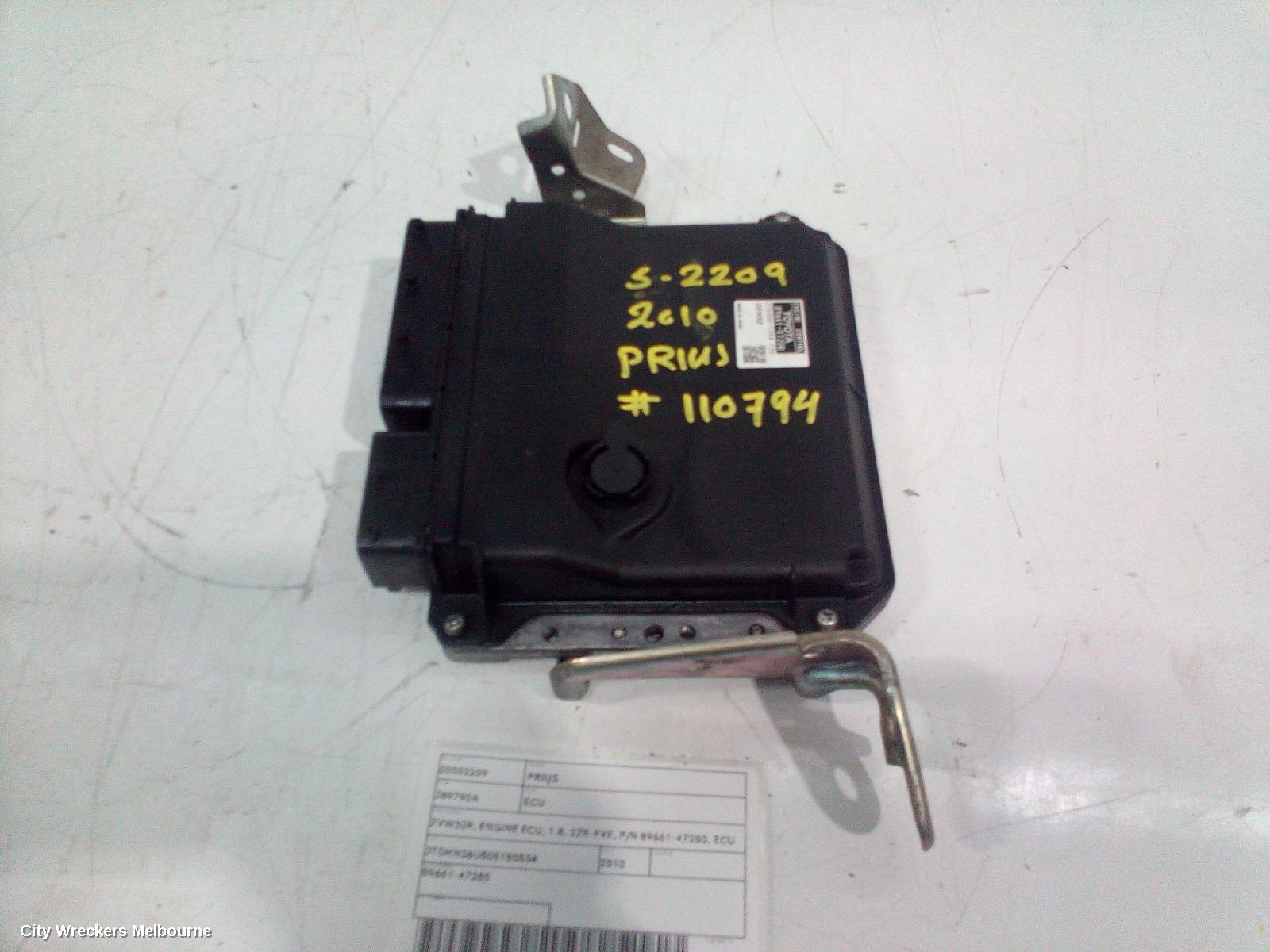 TOYOTA PRIUS ECU, ZVW30R, ENGINE ECU, 1.8, 2ZR-FXE, P/N 89661-47280, ECU ONLY, 07/2009 - 12/2015