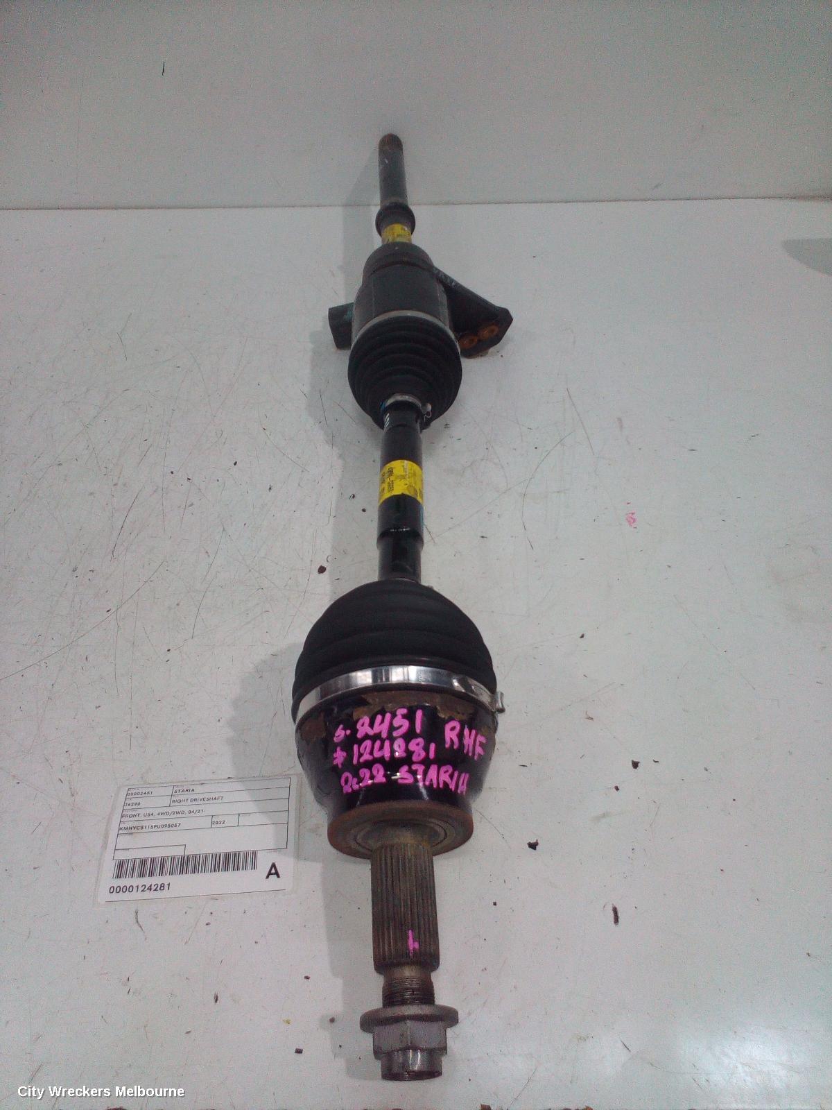 HYUNDAI STARIA RIGHT DRIVESHAFT, FRONT, US4, 4WD/2WD, 04/2021 ONWARDS