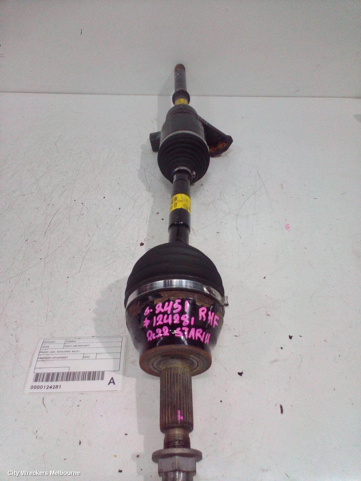 HYUNDAI STARIA RIGHT DRIVESHAFT, FRONT, US4, 4WD/2WD, 04/2021 ONWARDS