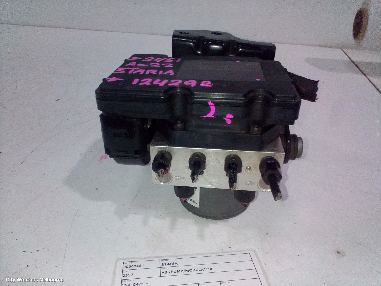 HYUNDAI STARIA ABS PUMP/MODULATOR, US4, 04/2021 ONWARDS
