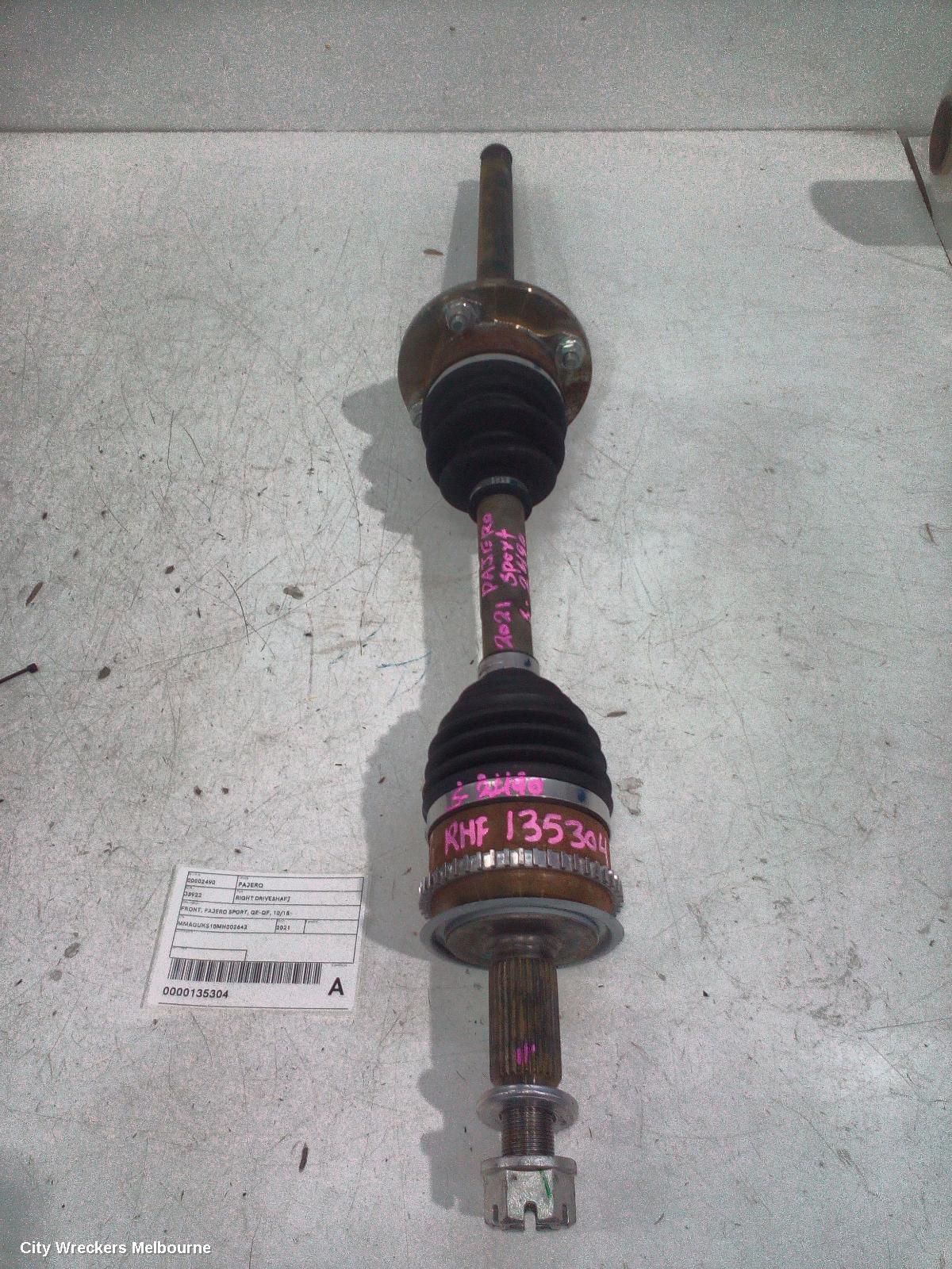 MITSUBISHI PAJERO RIGHT DRIVESHAFT, FRONT, PAJERO SPORT, QE-QF, 10/2015 ONWARDS