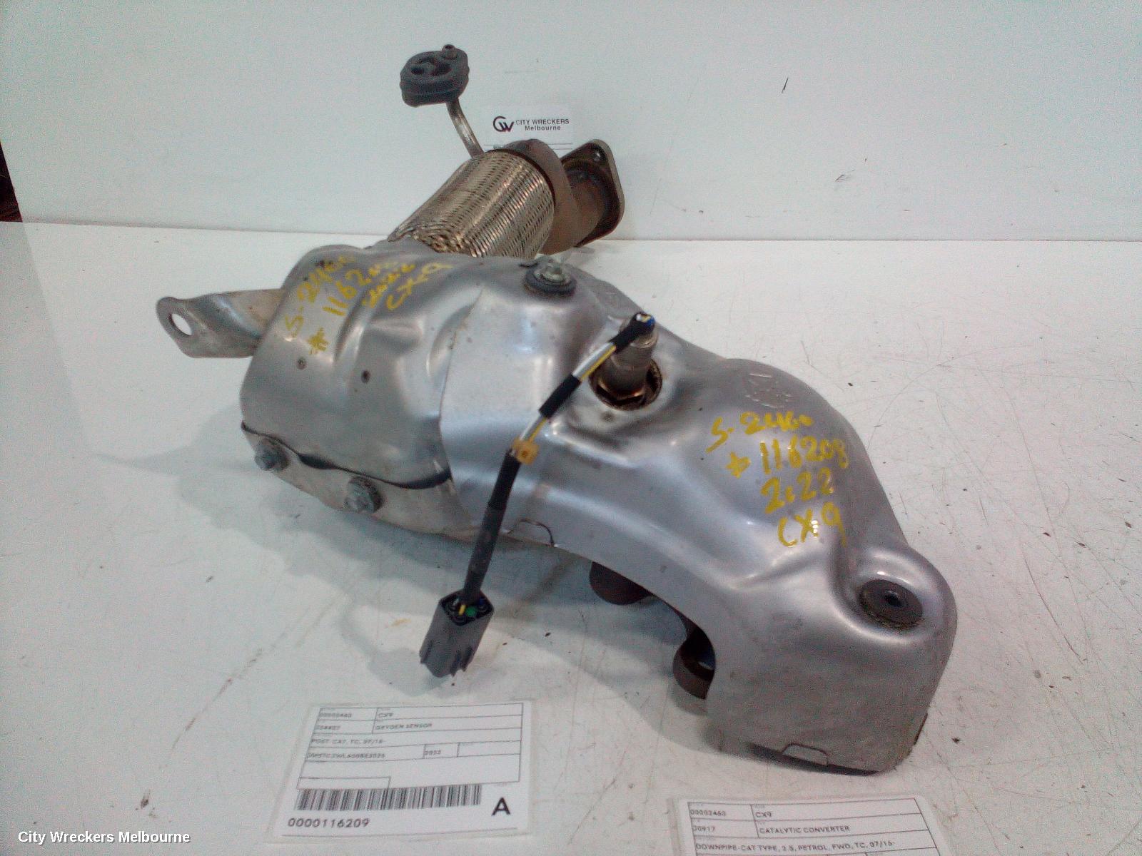 MAZDA CX9 CATALYTIC CONVERTER, DOWNPIPE-CAT TYPE, 2.5, PETROL, FWD, TC, 07/2016 ONWARDS