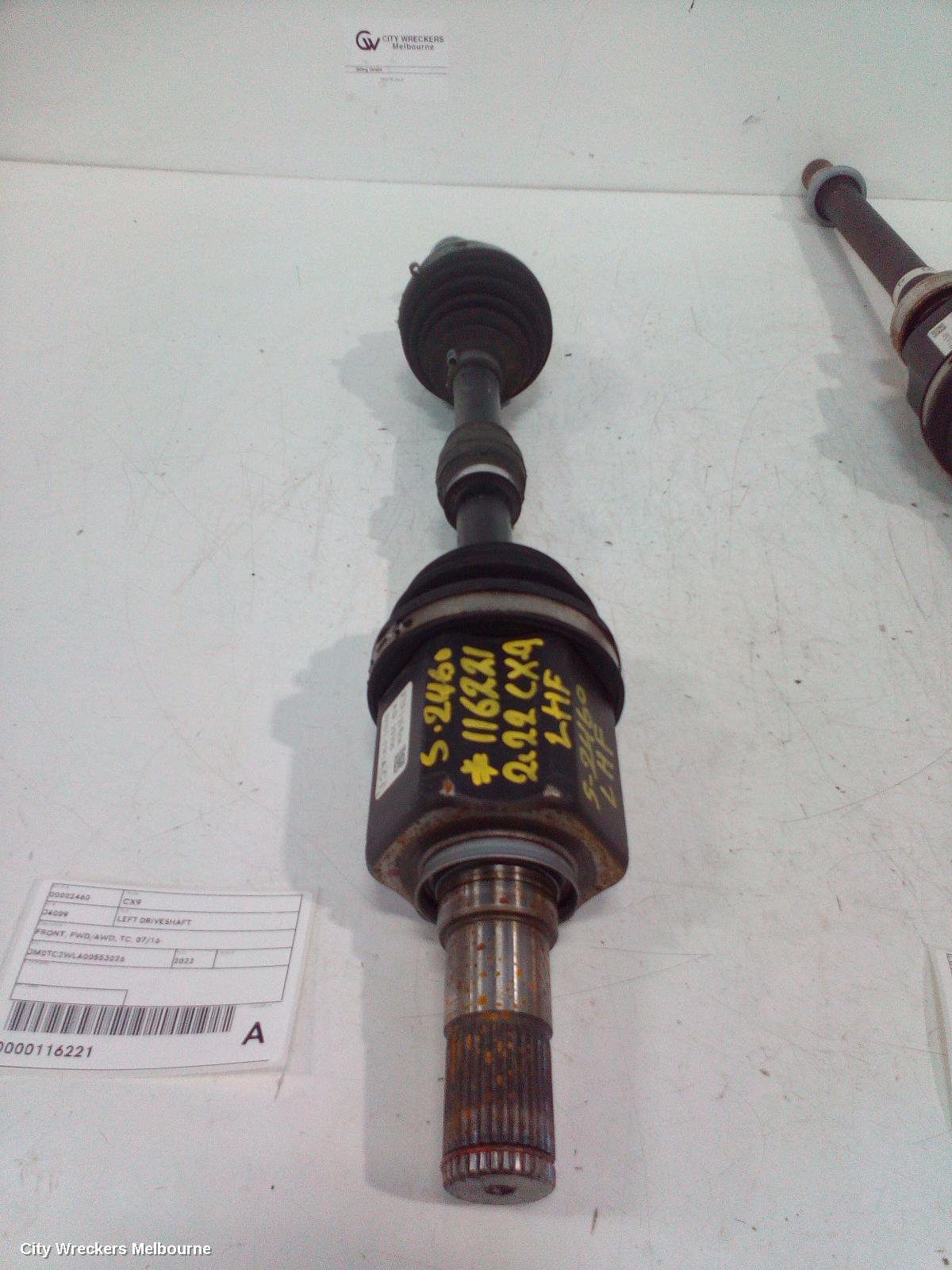 MAZDA CX9 LEFT DRIVESHAFT, FRONT, FWD/AWD, TC, 07/2016 ONWARDS