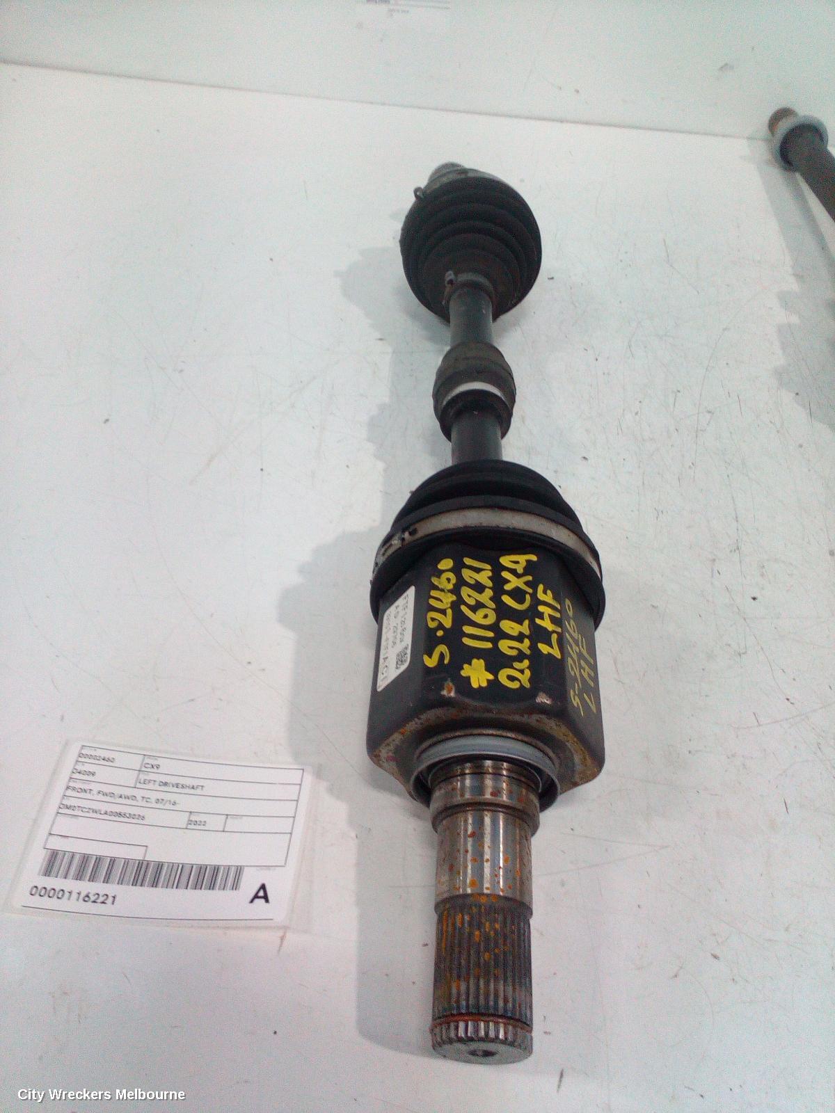 MAZDA CX9 LEFT DRIVESHAFT, FRONT, FWD/AWD, TC, 07/2016 ONWARDS